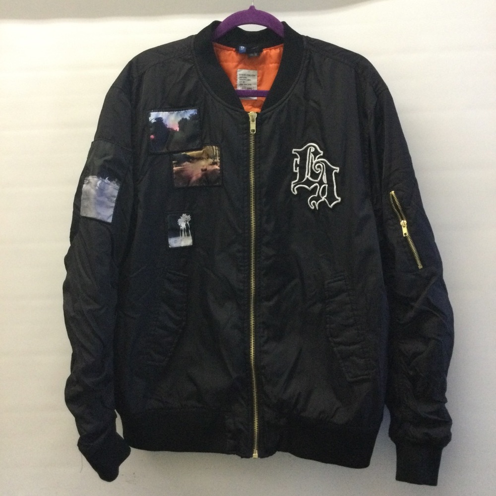 H&M Divided men’s bomber jacket LA patched jacket XL